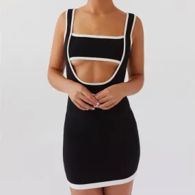 Summer Sexy Club Night Out Sleeveless Hollow Out Mini Bodycon Dress