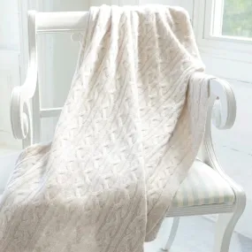 100% Cashmere Cozy Cable Knit Throw by Alashan