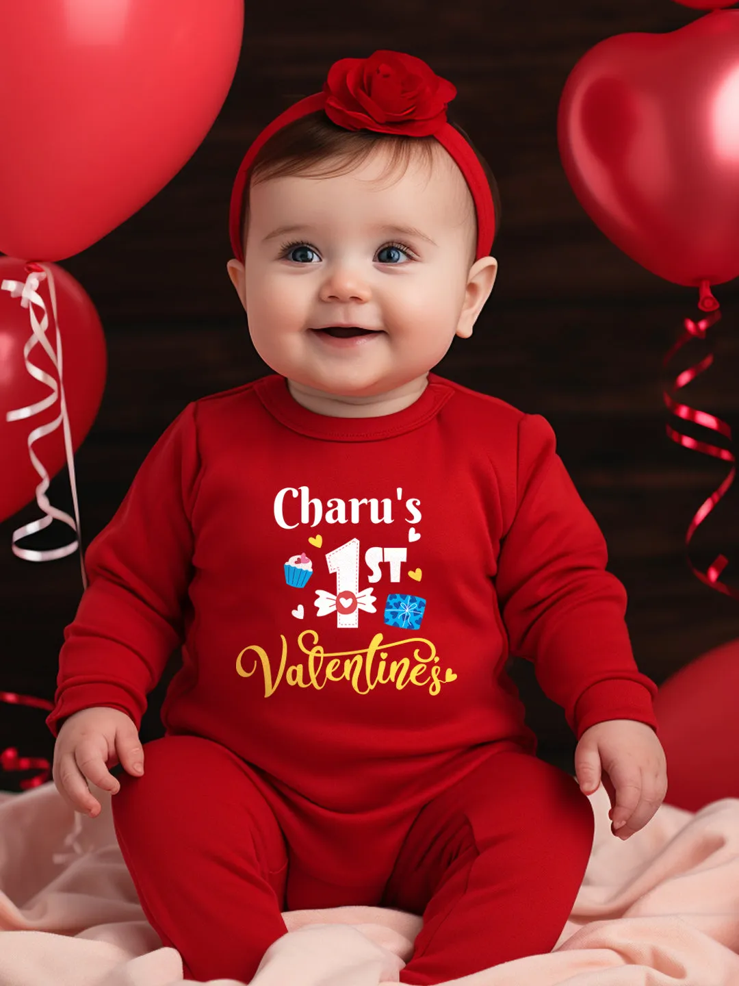 1st Valentine's Baby Romper | Onesies w/ Custom Name