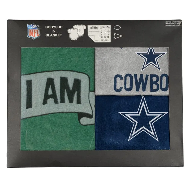 3-Piece Dallas Cowboys Short Sleeve Bodysuit and Blanket Set