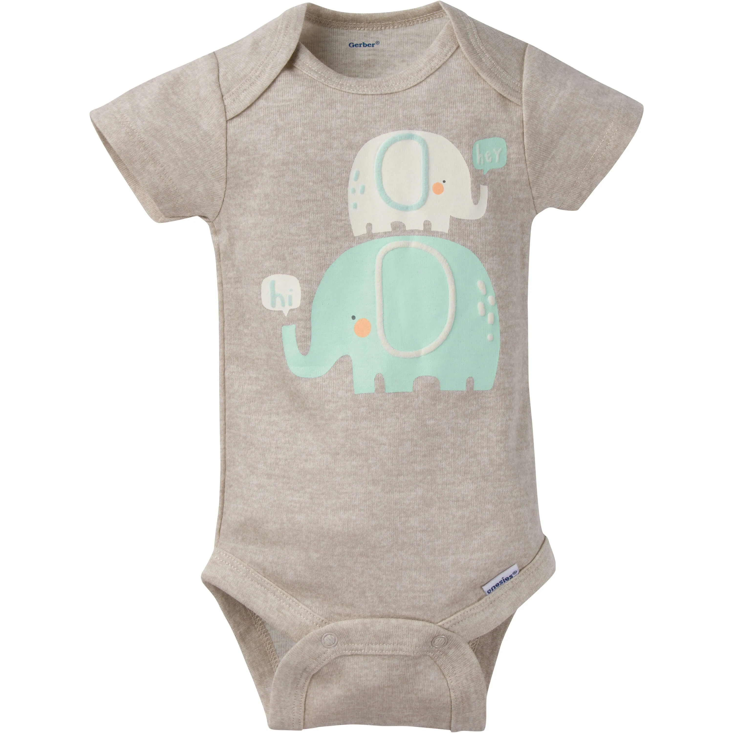 8-Pack Baby Neutral Elephant Short-Sleeve Onesies® Bodysuits