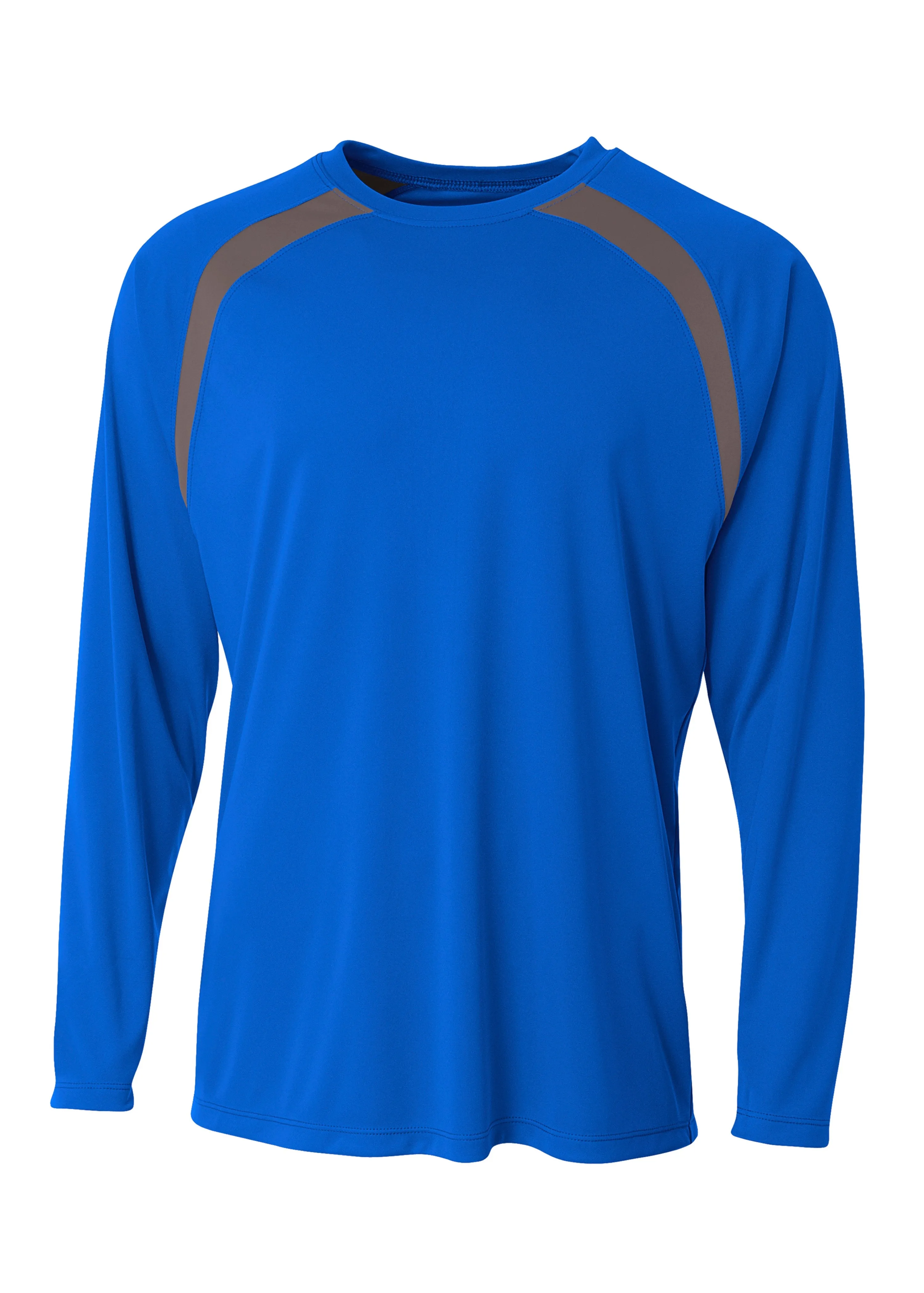 A4 Mens Spartan Long Sleeve Color Block Crew