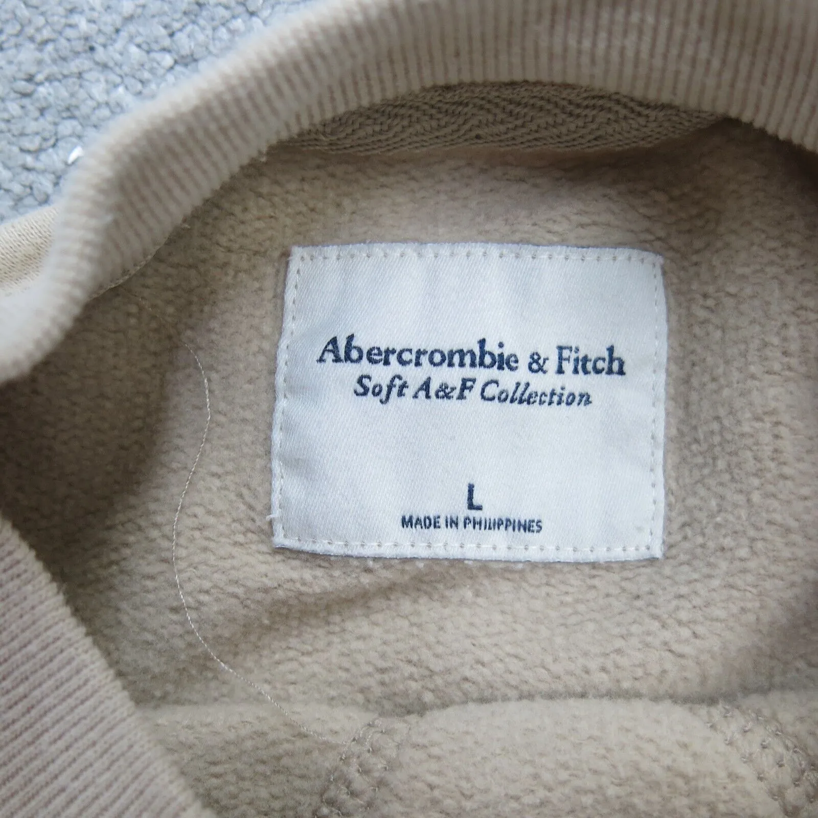 Abercrombie & Fitch Sweatshirt Mens L White Cream Long Sleeve Colorblock Sweater