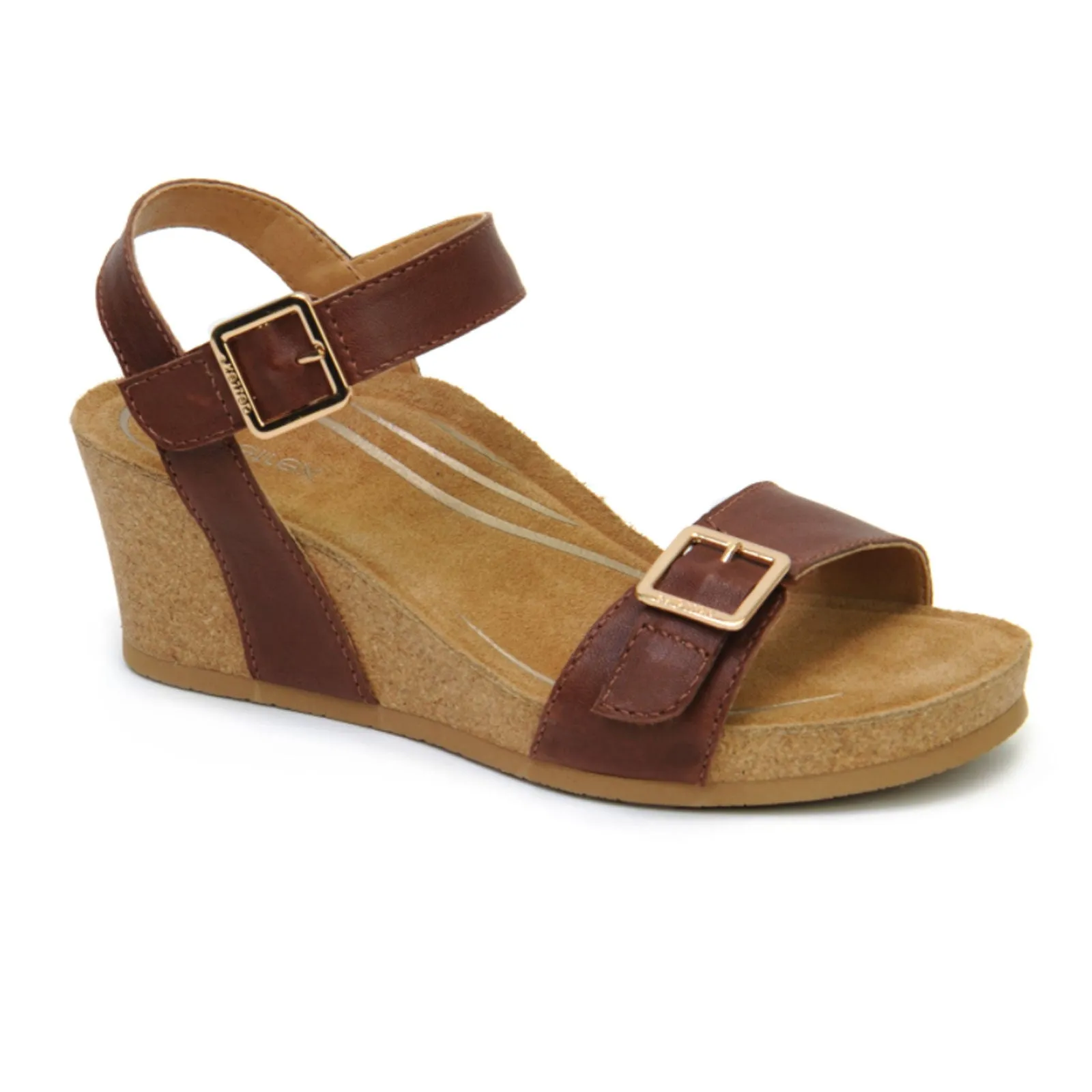 Aetrex Lexa Wedge Sandal (Women) - Walnut