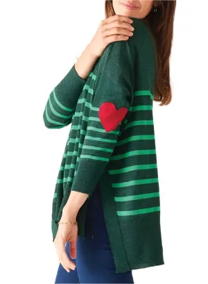 Amour Sweater Alpine and Clover Green Stripe by Mersea