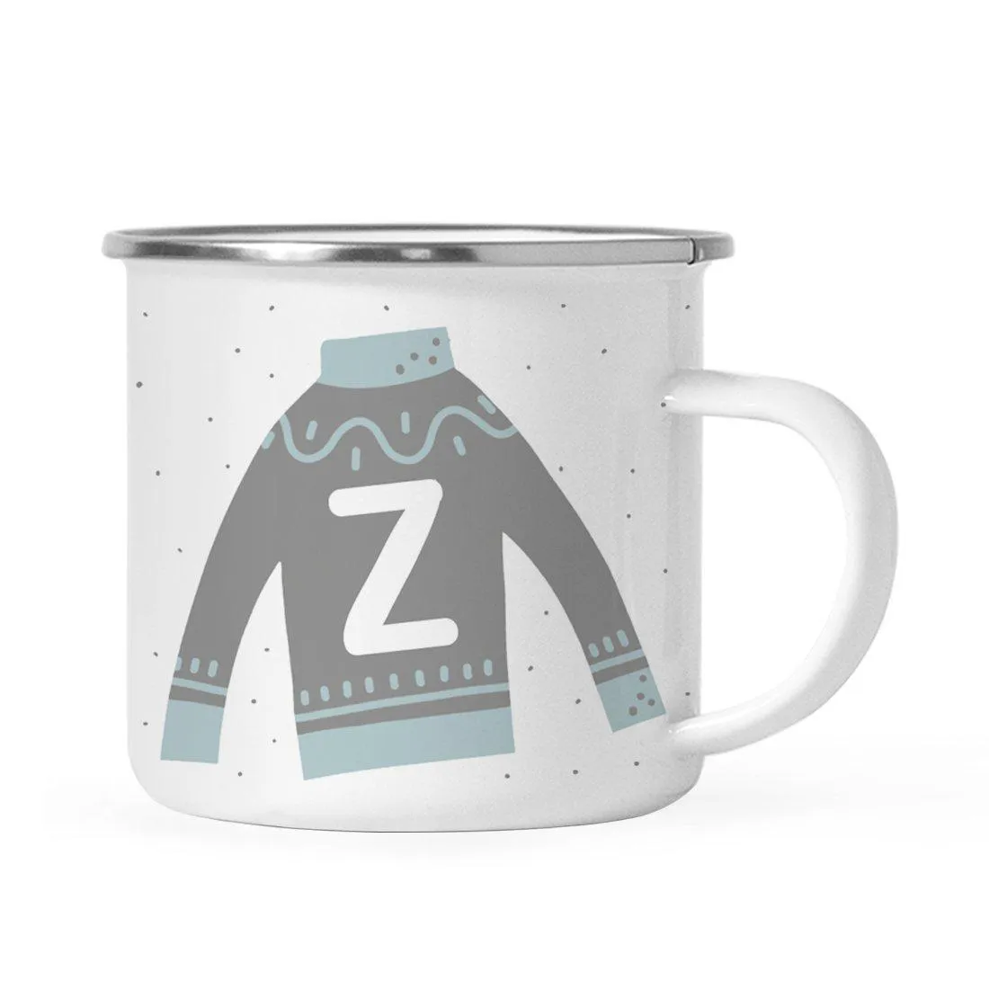 Andaz Press 11oz Gray Blue Ugly Holiday Sweater Monogram Campfire Coffee Mug