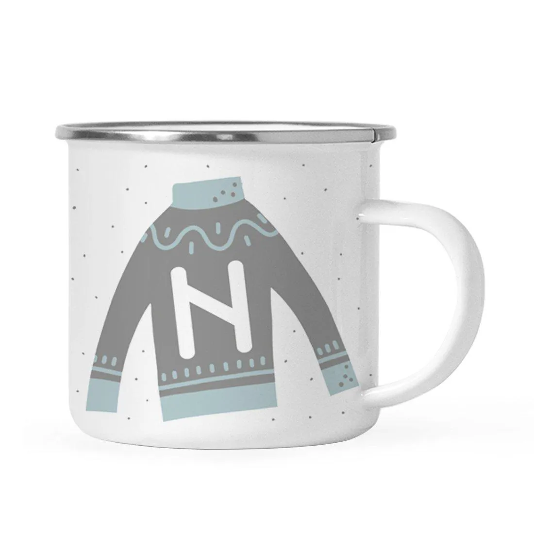 Andaz Press 11oz Gray Blue Ugly Holiday Sweater Monogram Campfire Coffee Mug