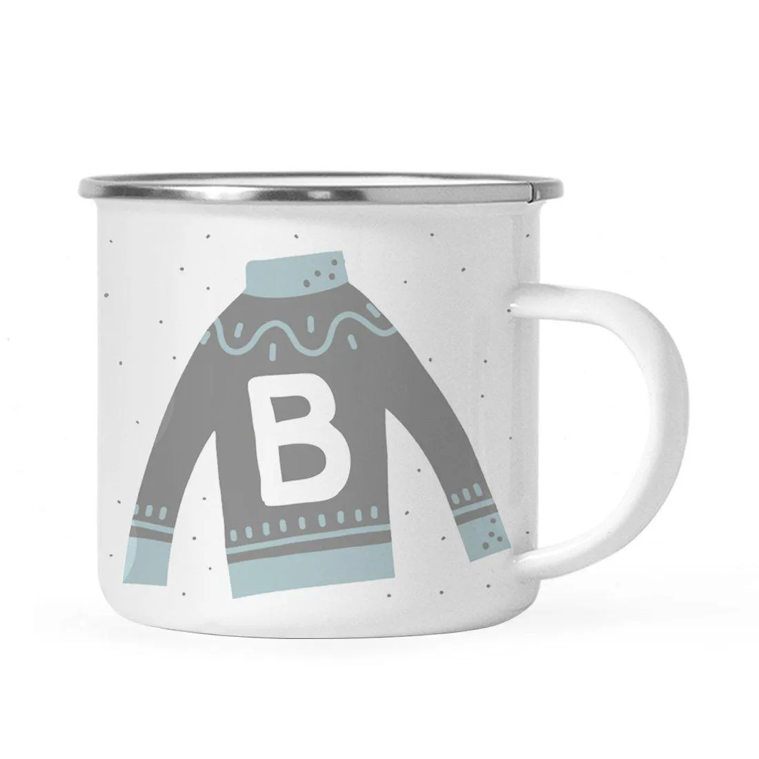 Andaz Press 11oz Gray Blue Ugly Holiday Sweater Monogram Campfire Coffee Mug