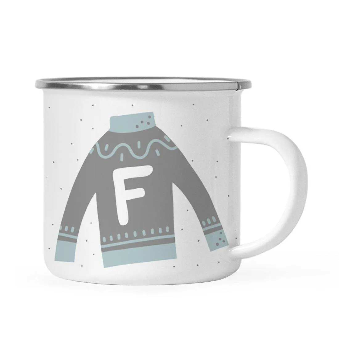 Andaz Press 11oz Gray Blue Ugly Holiday Sweater Monogram Campfire Coffee Mug