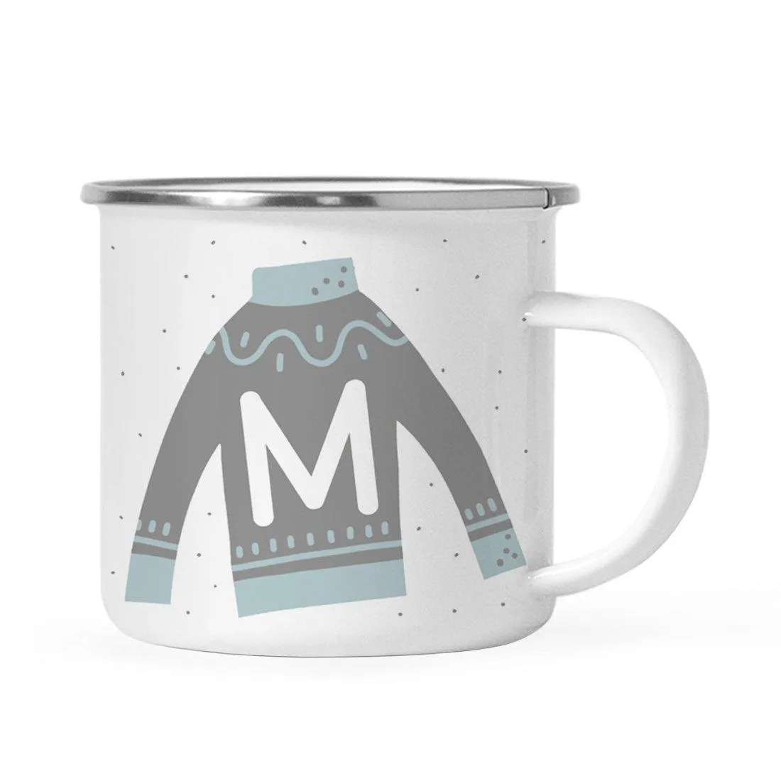 Andaz Press 11oz Gray Blue Ugly Holiday Sweater Monogram Campfire Coffee Mug