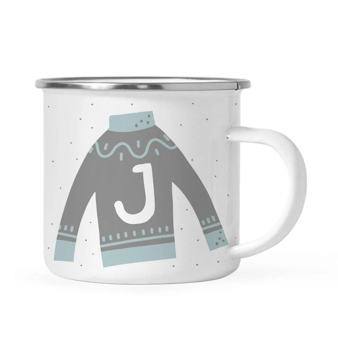 Andaz Press 11oz Gray Blue Ugly Holiday Sweater Monogram Campfire Coffee Mug