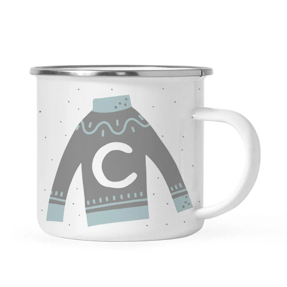 Andaz Press 11oz Gray Blue Ugly Holiday Sweater Monogram Campfire Coffee Mug