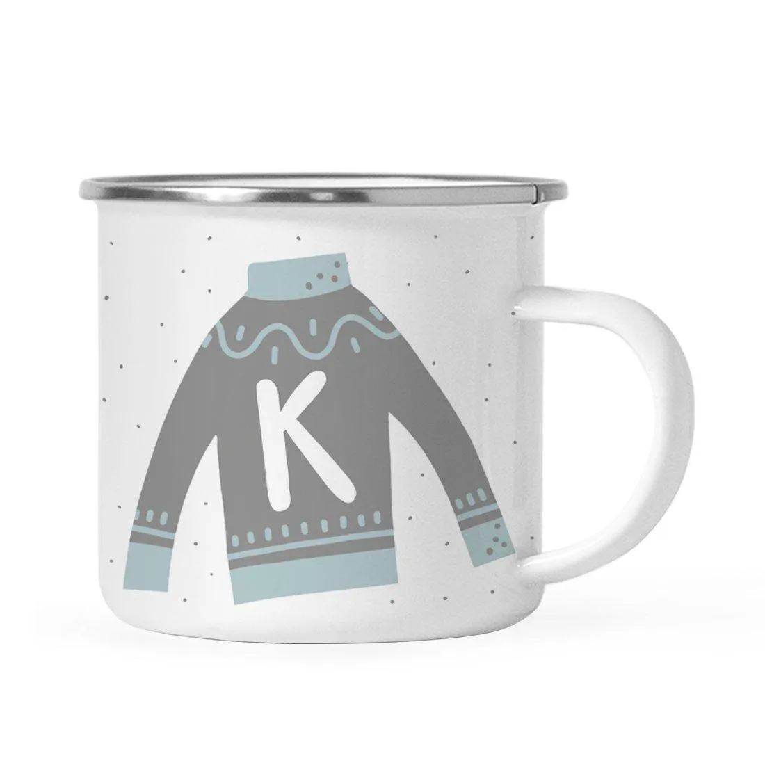 Andaz Press 11oz Gray Blue Ugly Holiday Sweater Monogram Campfire Coffee Mug