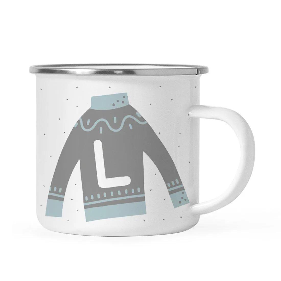 Andaz Press 11oz Gray Blue Ugly Holiday Sweater Monogram Campfire Coffee Mug