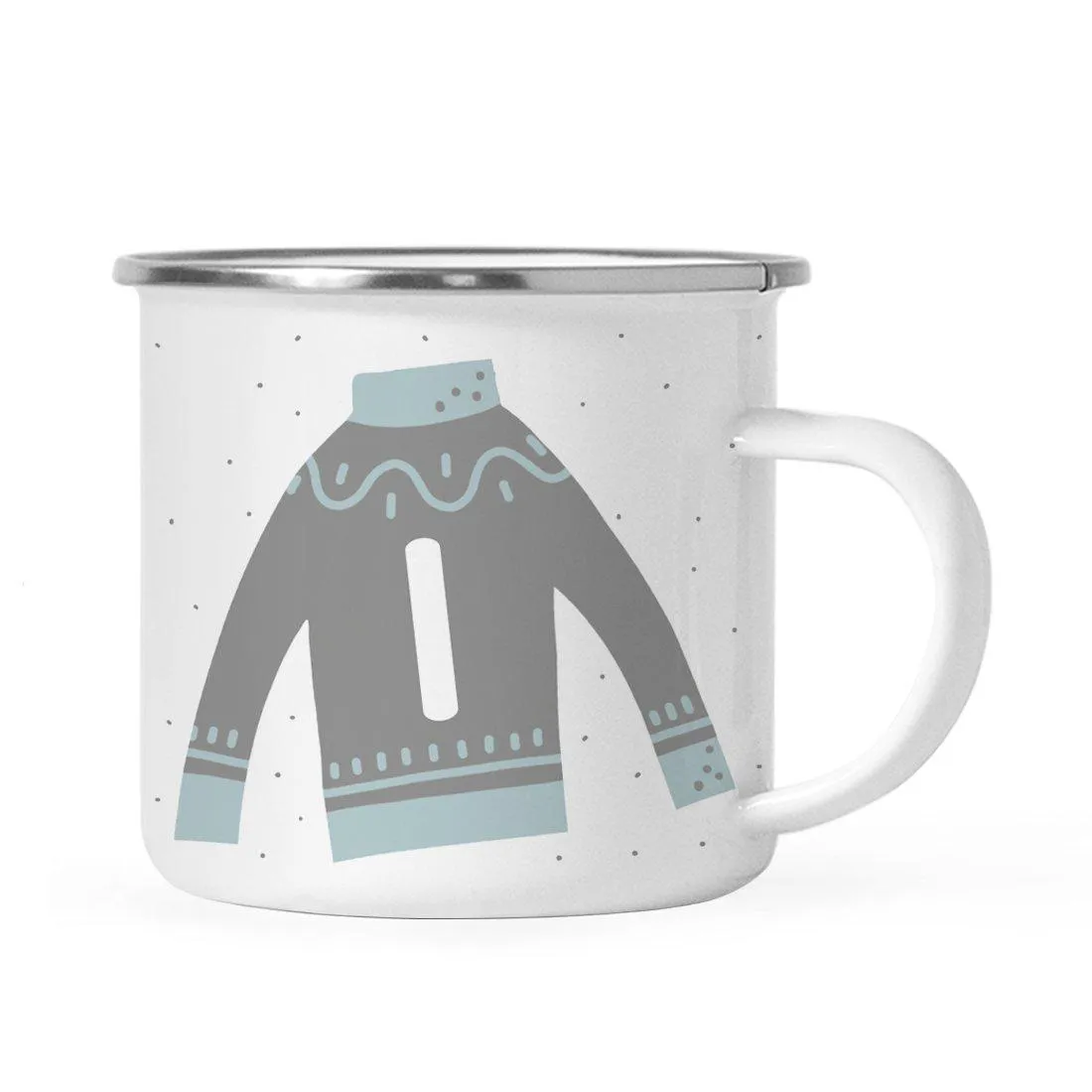 Andaz Press 11oz Gray Blue Ugly Holiday Sweater Monogram Campfire Coffee Mug