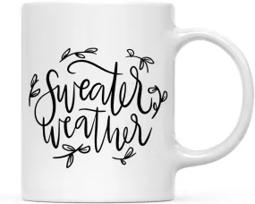 Andaz Press Autumn 11oz. Coffee Mug Gift, Sweater Weather, Leaves Graphic