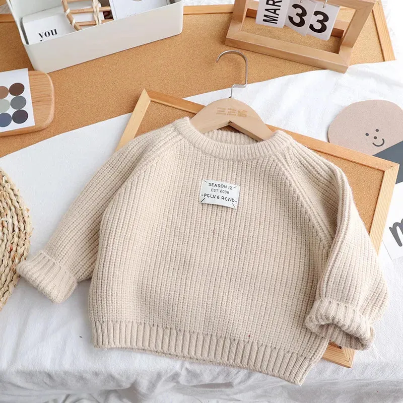 Autumn Winter Knit Kids Sweaters with Lable Children's Clothing Sweater Thickened Boys Girls Loose Knit Sweater