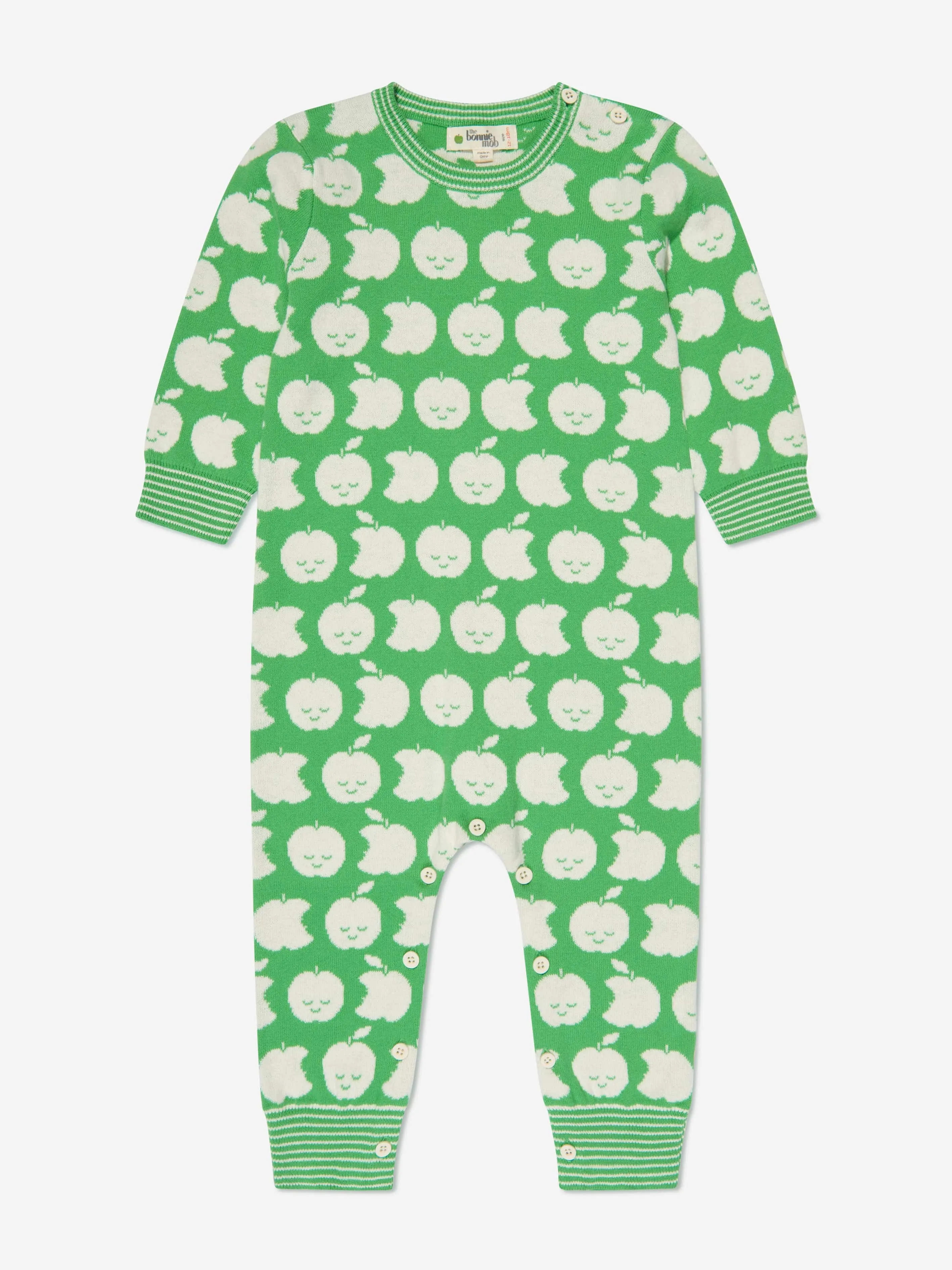 Baby Apple Knit Romper in Green