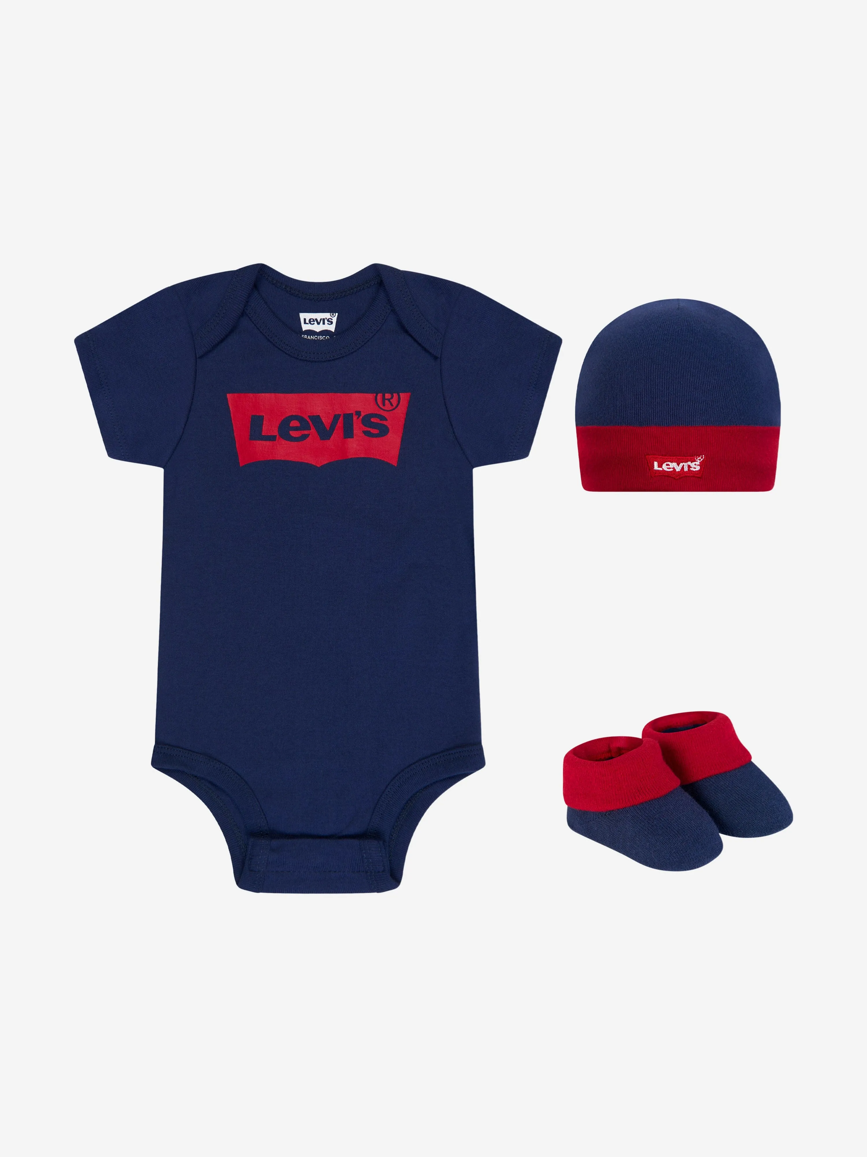 Baby Batwing Onesie Hat and Bootie Set in Navy