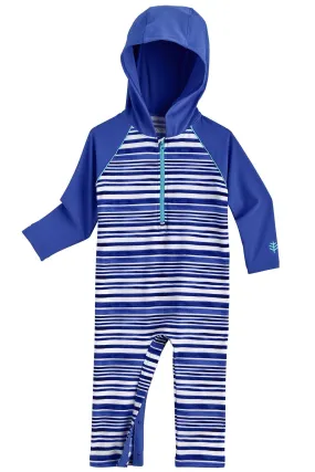 Baby Finn Hooded One-Piece Swimsuit  |  Sailor Watercolor Stripe