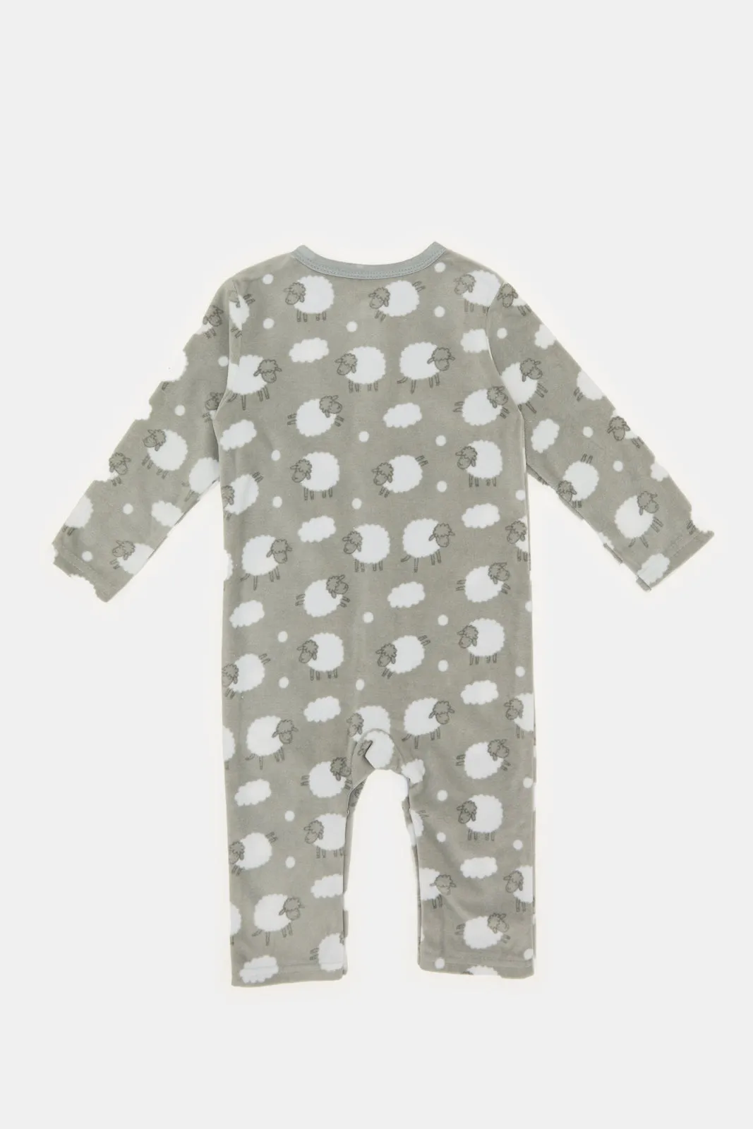 Baby Grey Printed Button Front Romper