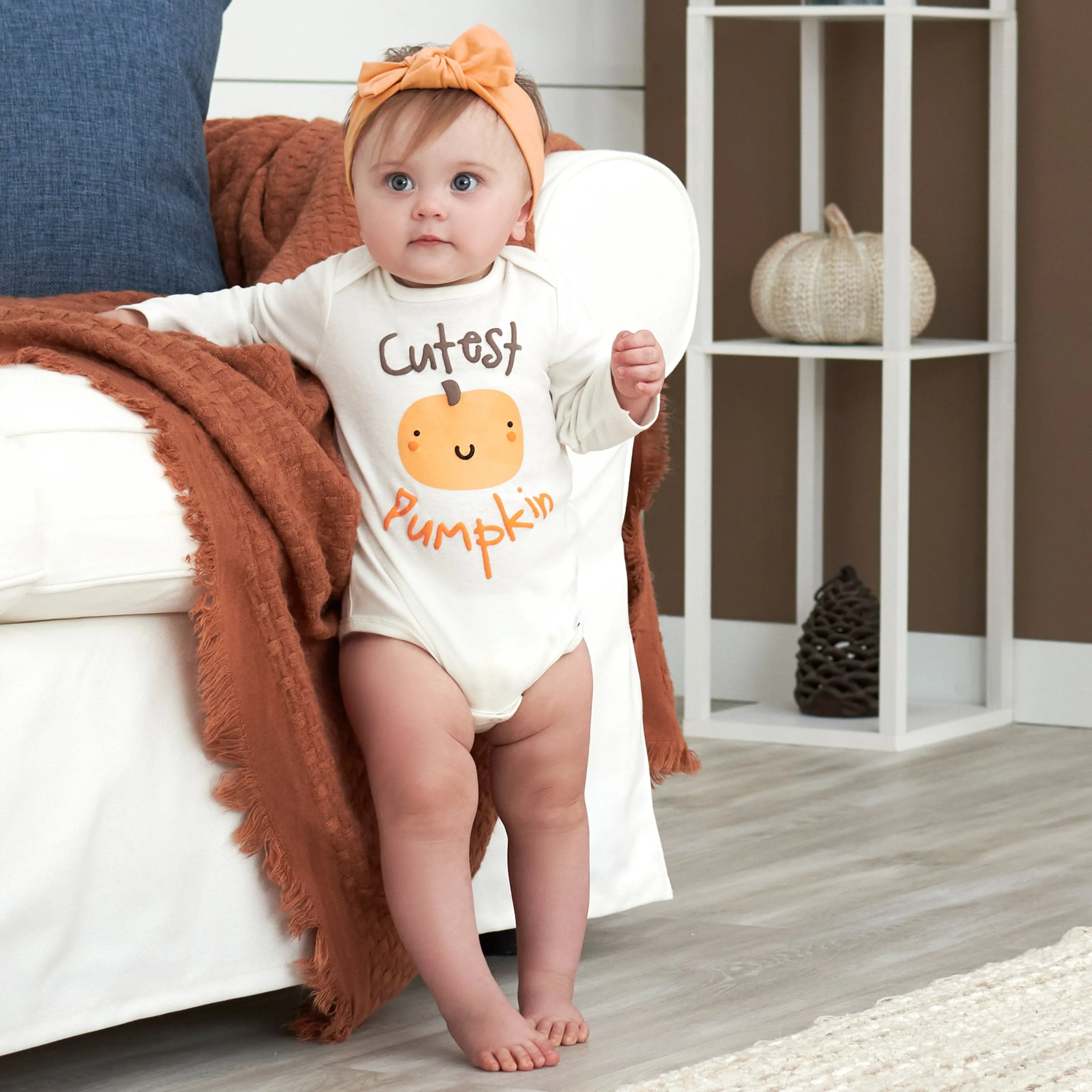 Baby Neutral Pumpkin Long Sleeve Onesies® Bodysuit