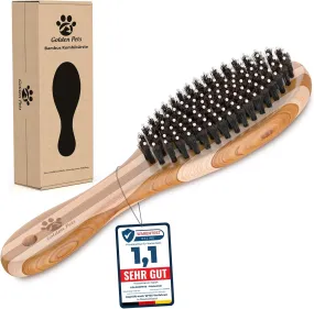 Bamboo Combi Dog Brush & Cat Brush | Smoothing and Detangling | Short Suitable for Medium Length Fur | Dog Comb for Undercoat I   Care Manual