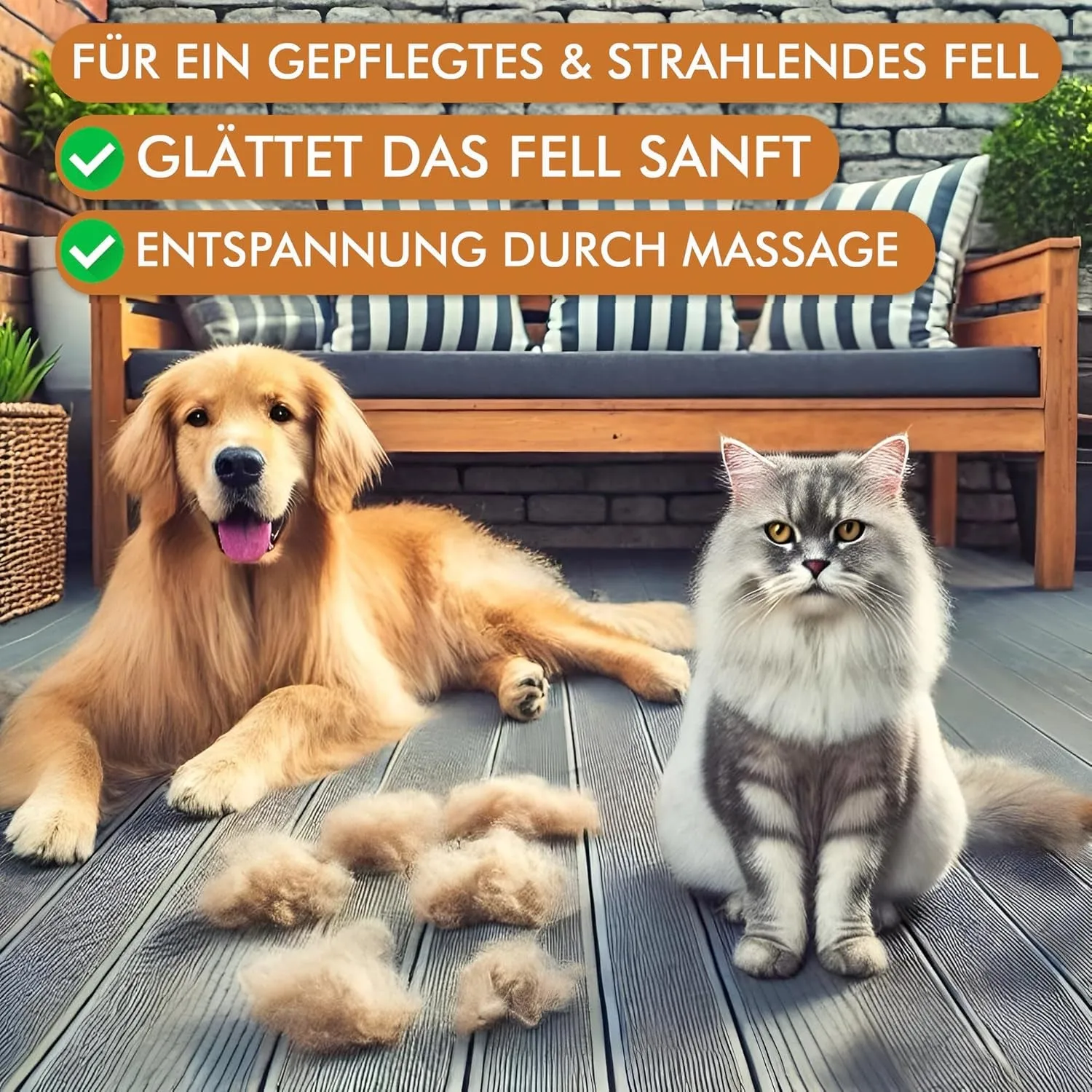 Bamboo Combi Dog Brush & Cat Brush | Smoothing and Detangling | Short Suitable for Medium Length Fur | Dog Comb for Undercoat I   Care Manual