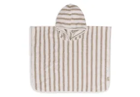 Bath Poncho Stripe Terry - Olive Green - GOTS