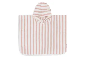 Bath Poncho Stripe Terry - Wild Rose - GOTS