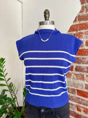 Becca Mock Neck Short Sleeve Sweater Top - Royal Blue