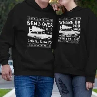 Bend Over and I'll Show You Christmas Couple Matching Hoodie