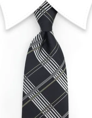 Black & Silver Plaid Tie