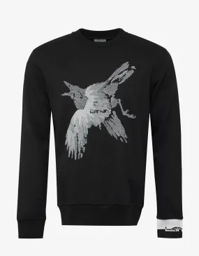 Black Bird Embroidery Sweatshirt