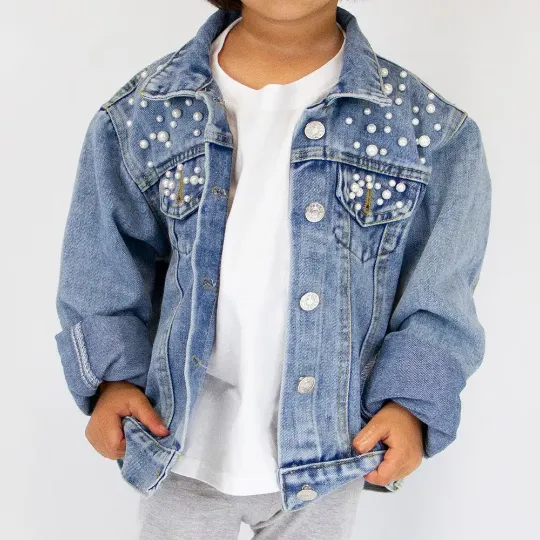 (Blue Pearl) Custom Cowgirl Hat Patch Kids Denim Jacket