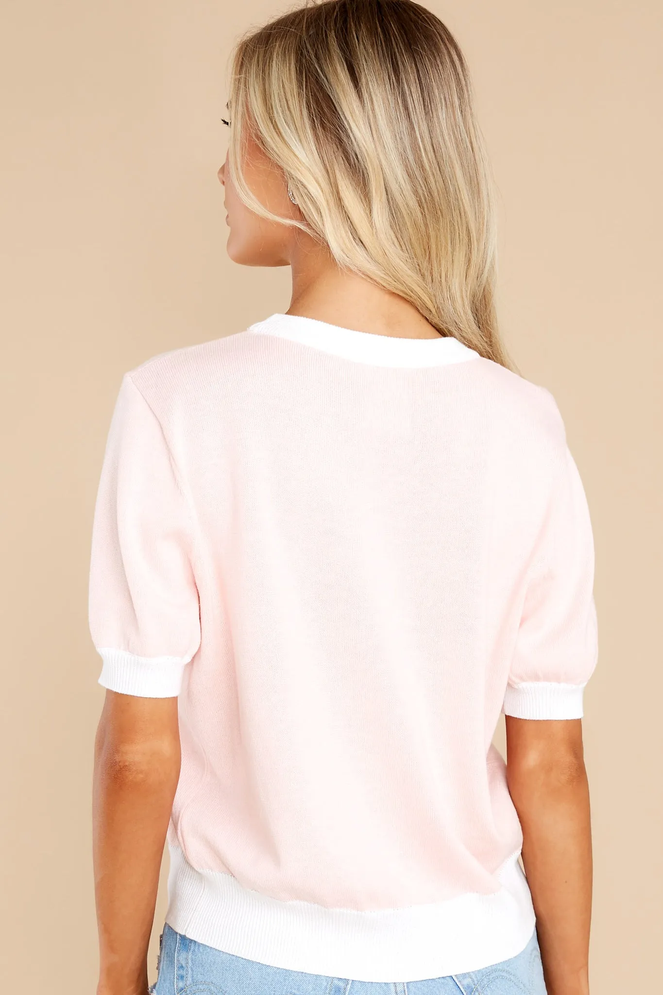 Bride Glitter Script Light Pink Short Sleeve Sweater