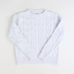 Cable Knit Sweater - White (Unisex)