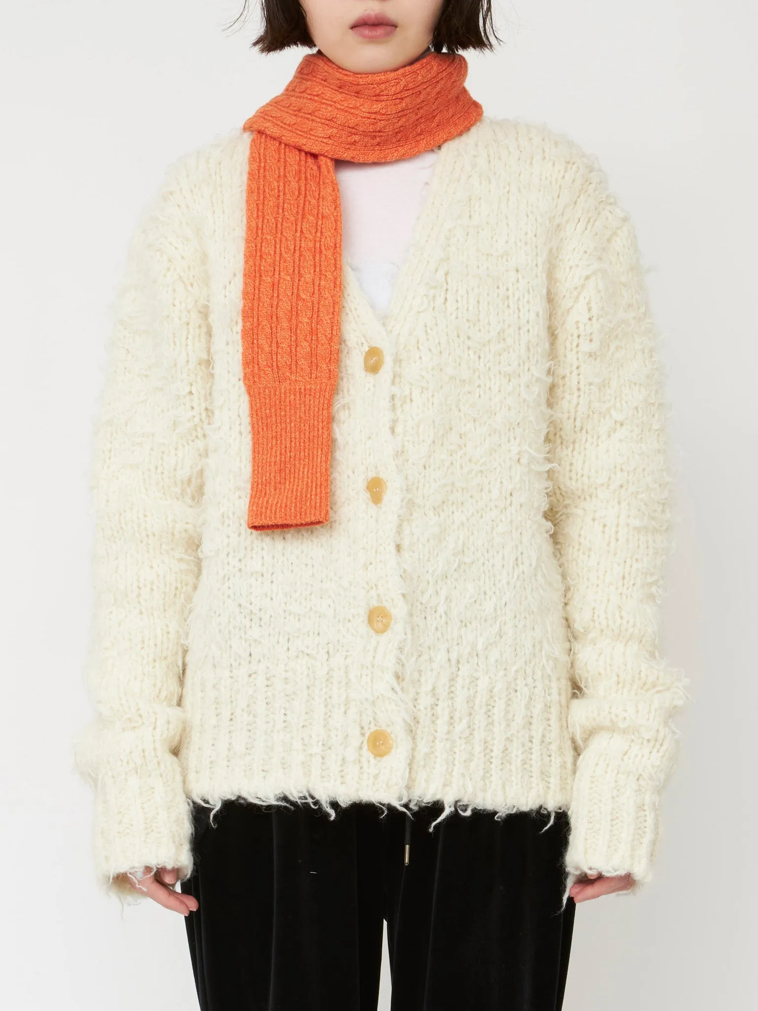 Cashmere Cable Small Muffler - Orange Melange