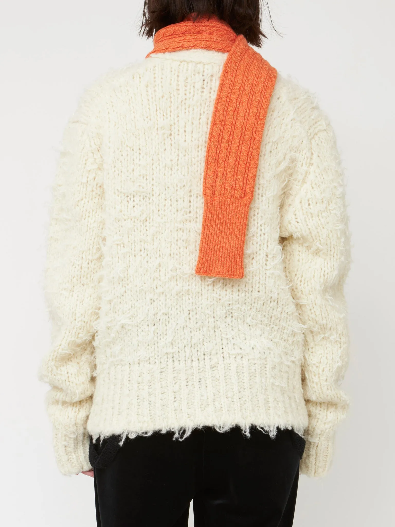 Cashmere Cable Small Muffler - Orange Melange