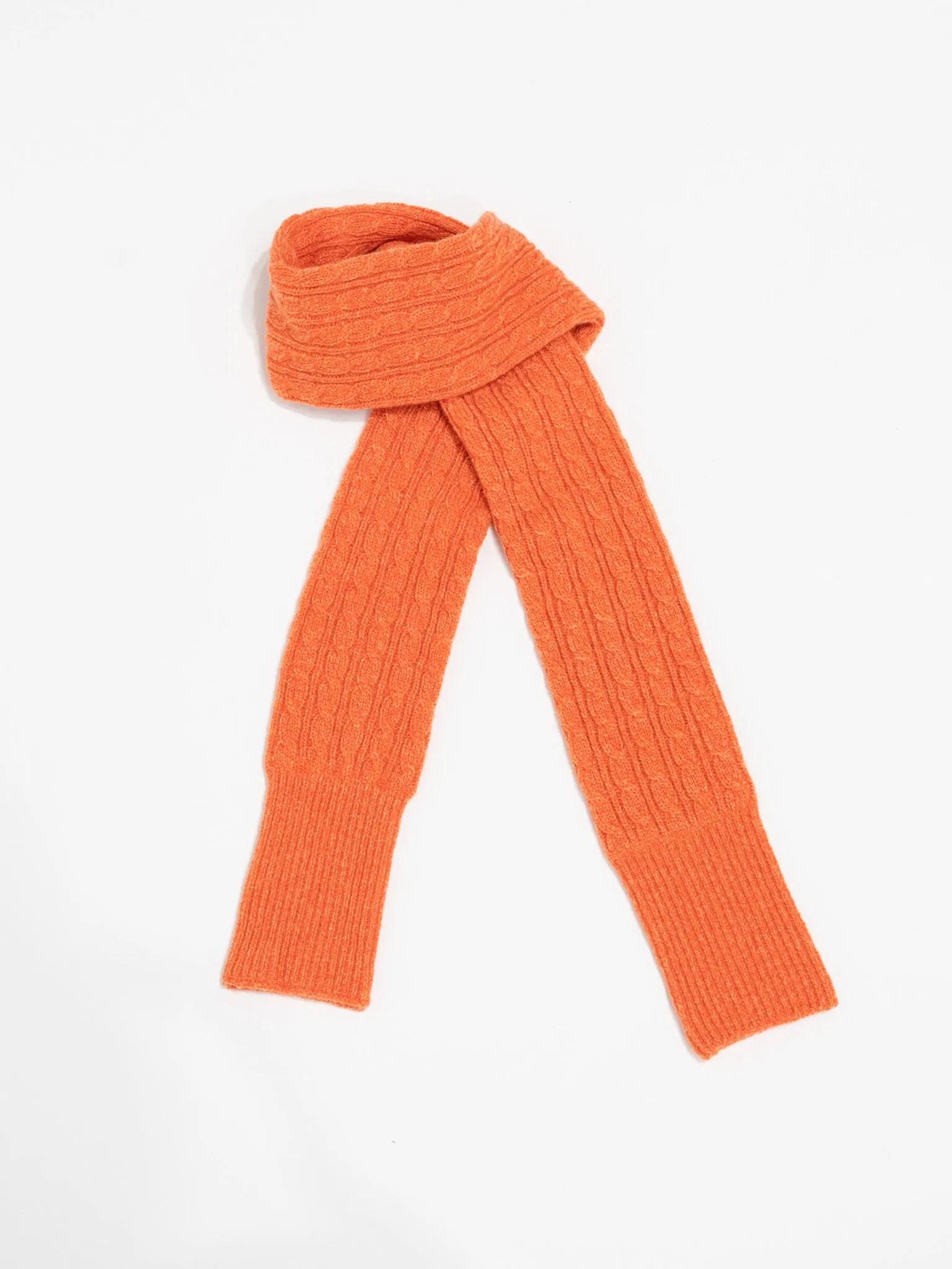 Cashmere Cable Small Muffler - Orange Melange