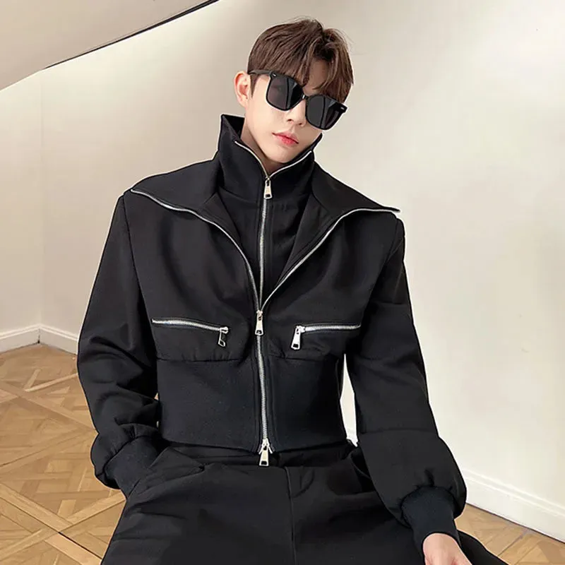 Casual Solid Double-layer Zippers Jacket