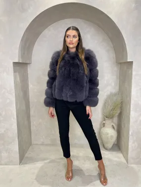 Charcoal Luxury Fur Vertical Pelt Coat