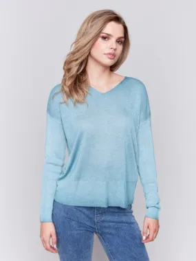 Charlie B C2695 Snow Wash V-neck Sweater