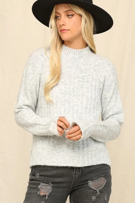 Classic Mock Neck Sweater // Stone or Grey