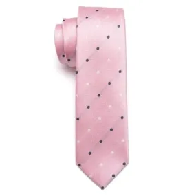 Classy Men Pink Dotted Skinny Tie