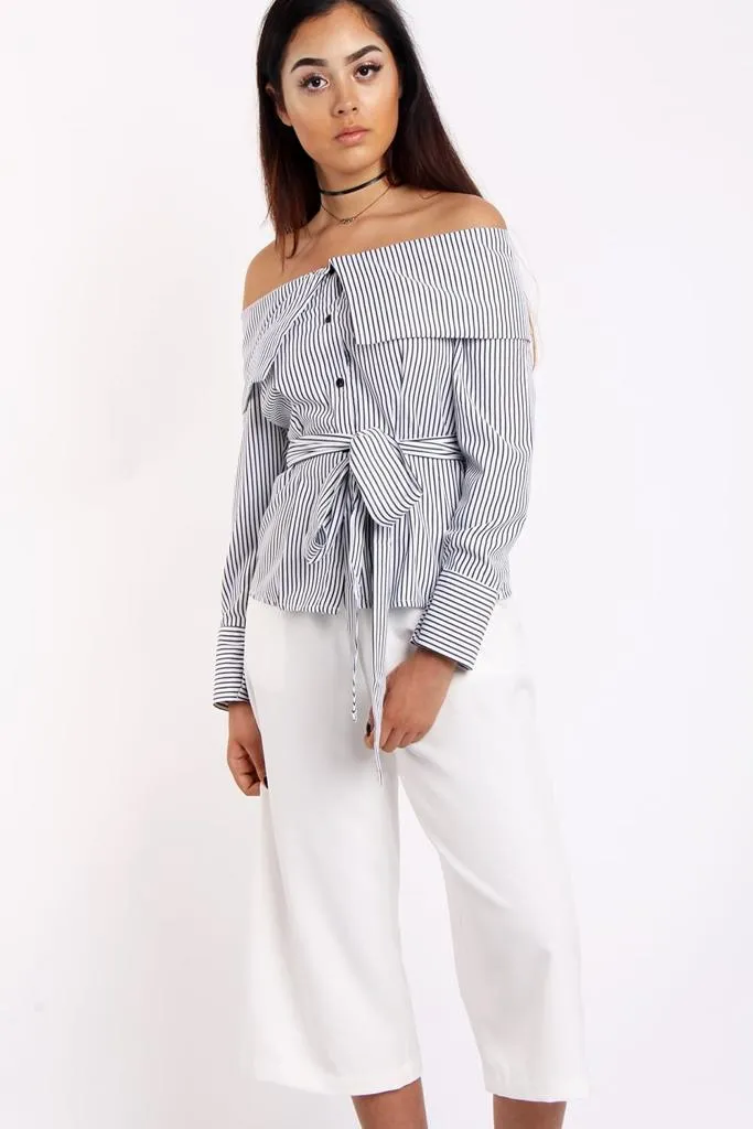 Cold Shoulder Big collar Shirt