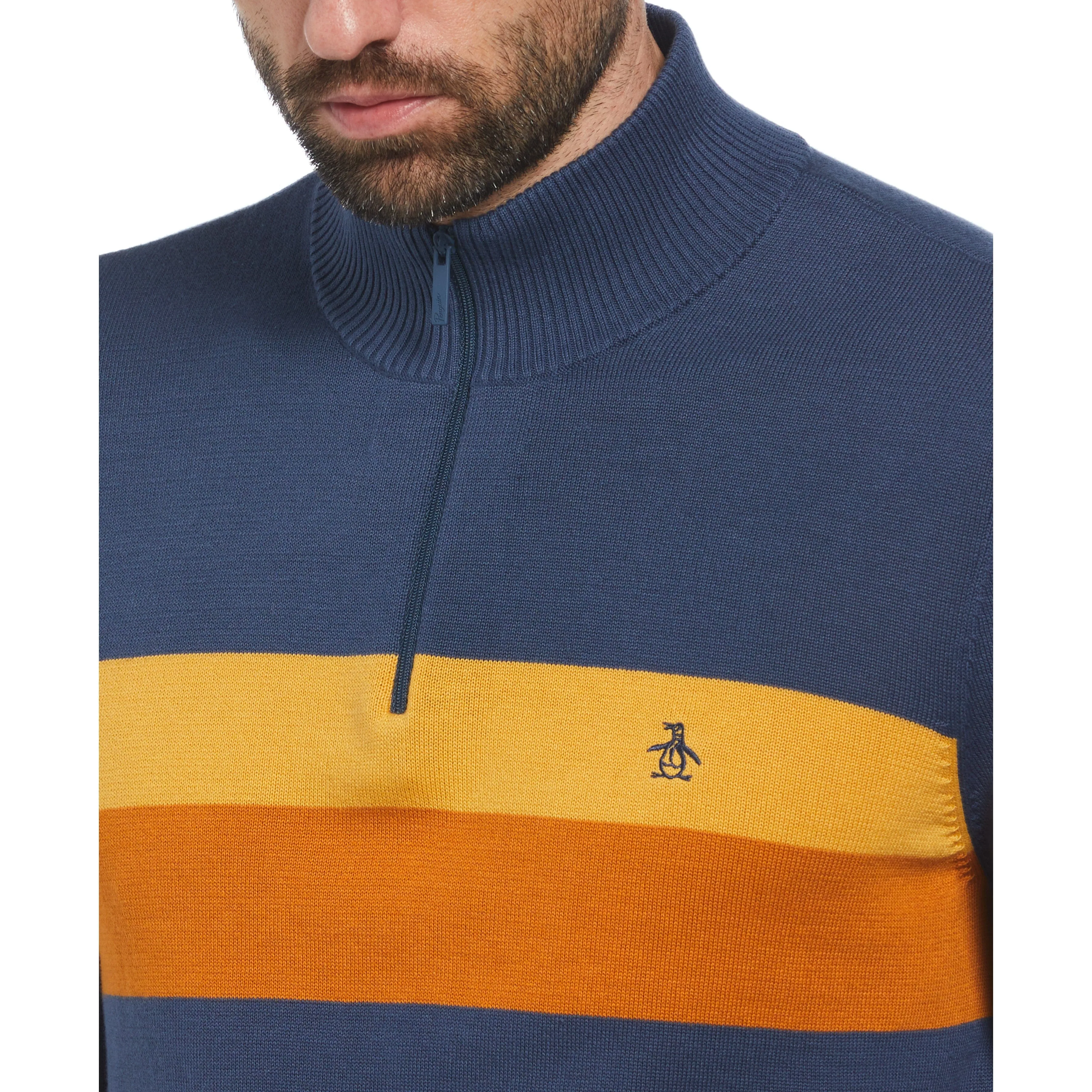 Color Block 1/4 Zip Sweater