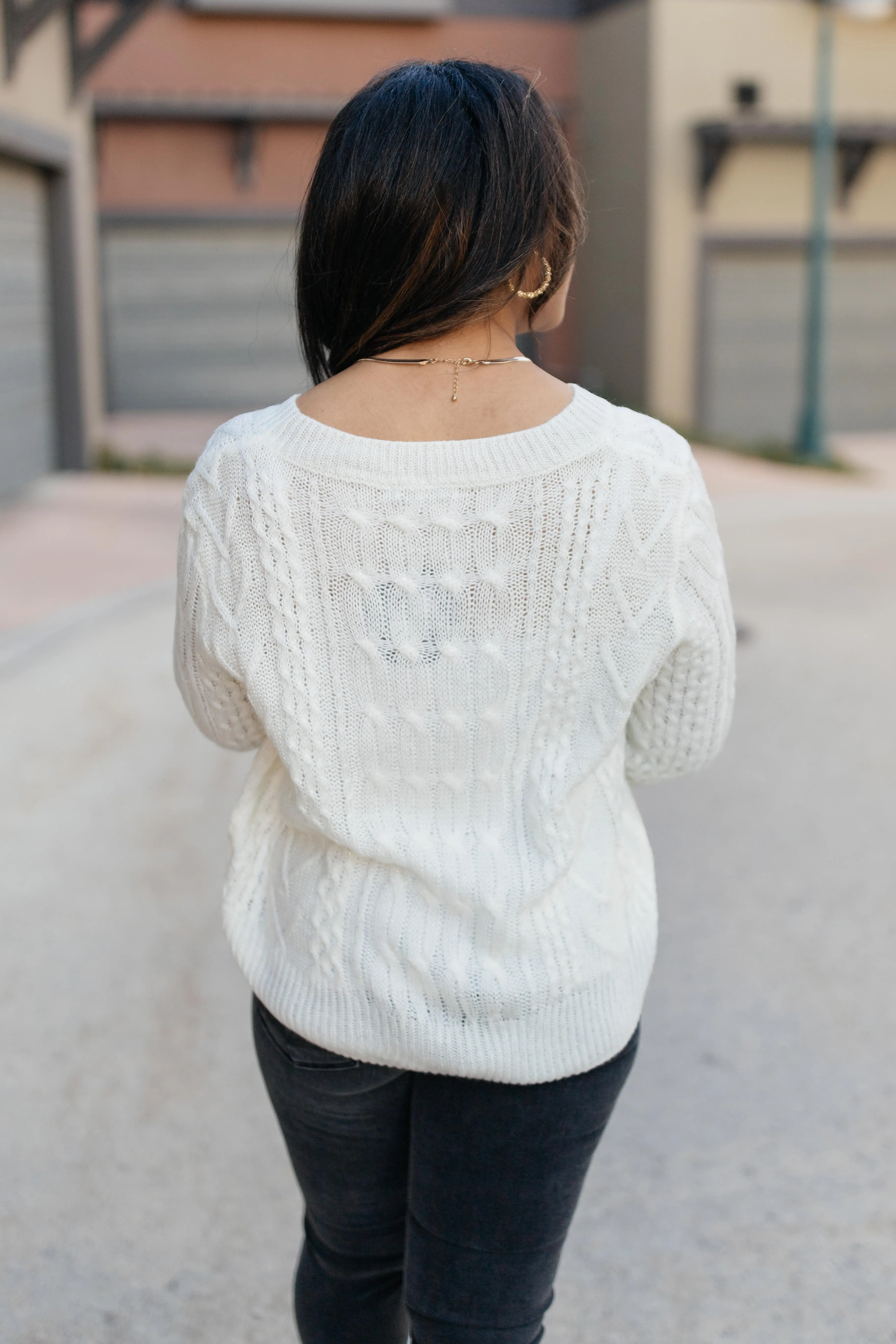 Cozy Cropped Sweater in White