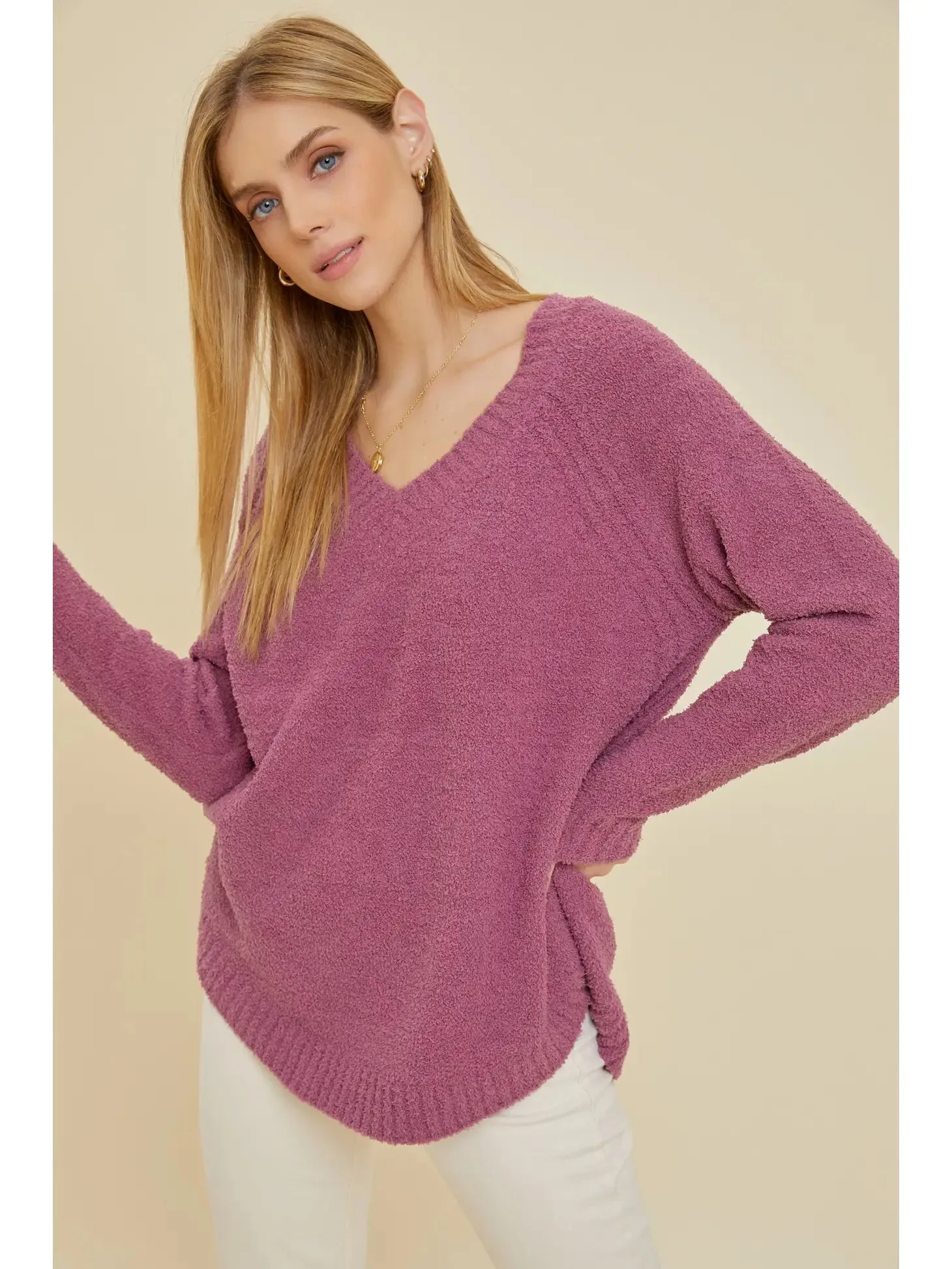 Cozy V-Neck Sweater - Spruce