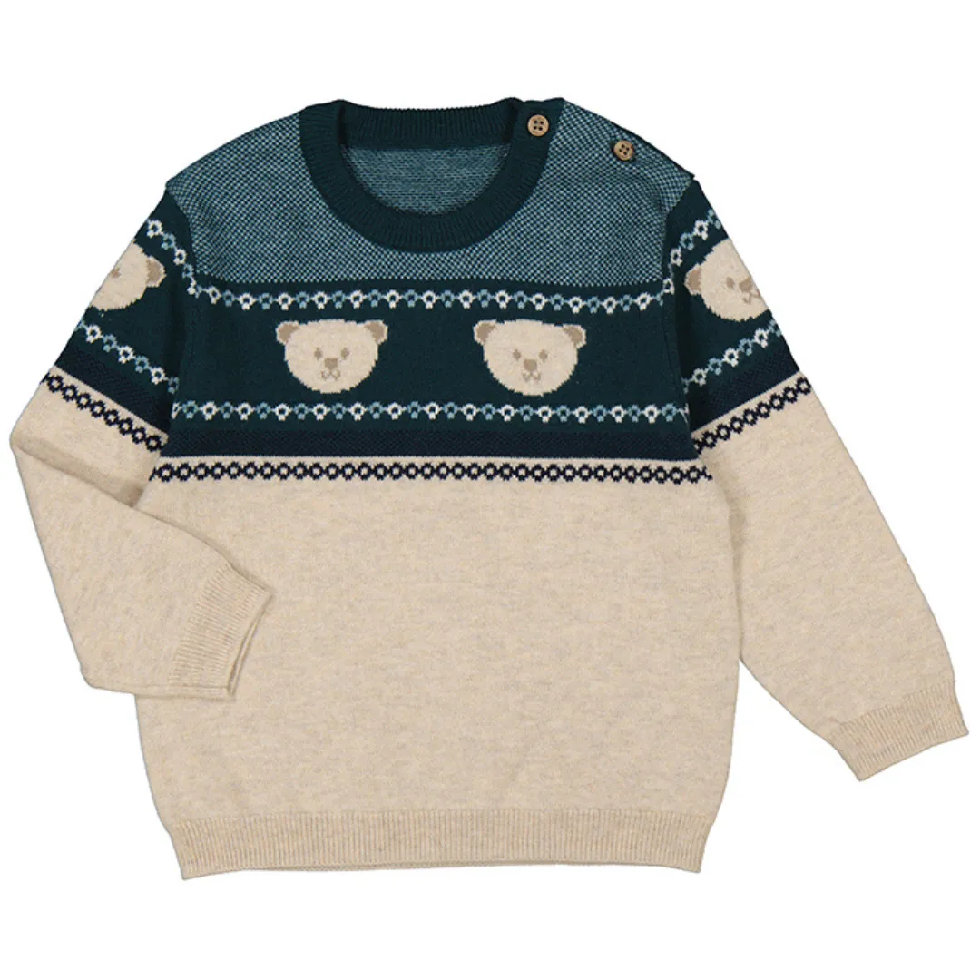 Cream and Blue Bear Sweater